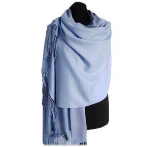 Pashmina Scarf in Cornflower Blue Light Blue Wrap Shawl